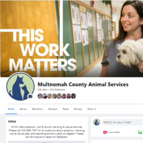 Multnomah County Animal Services Facebook Page